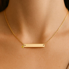 Horizontal Bar Necklace with Birthstone