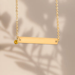 Horizontal Bar Necklace with Birthstone
