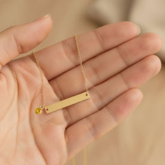 Horizontal Bar Necklace with Birthstone