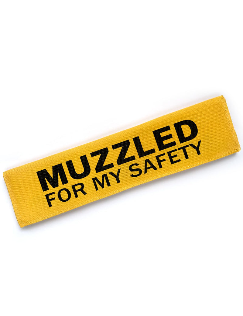 Cgvovgr Yellow Muzzled for My Safety Dog Leash Sleeve Funny Dog Tags Dog Leash Sleeve Wrap Alert Hanging ID Patch Tag Pet Dog Birthday Service Dog Leash Gift for Dog Owners