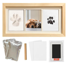 ZAPVLVT Pet Paw Print Picture Frame with 2 Clay Imprint & Ink Pads KitDog/Cat Paw Print Impression KitPawprint Making KitPet Memorial Keepsake GiftPet Picture Frame